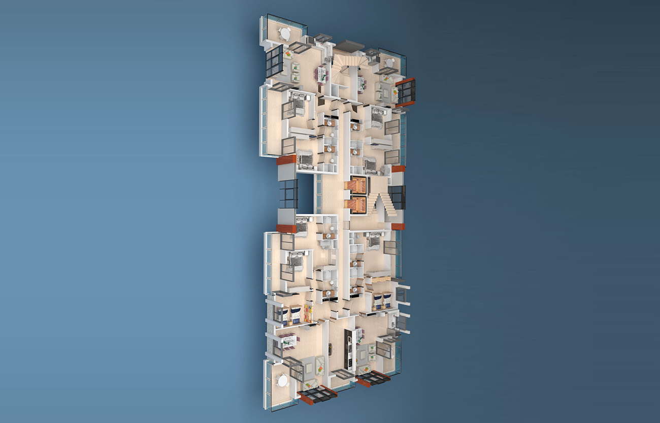 План расположения квартир 1 этаж A Yekta Alara Park Residence