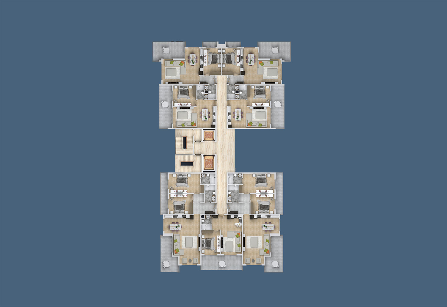 План расположения квартир 8 этаж D Yekta Kingdom Trade Center
