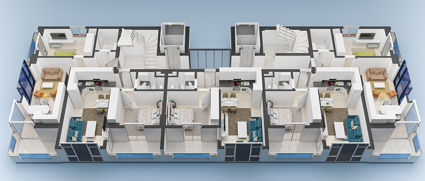 План расположения квартир 2 этаж Yekta Blue 3 Residence