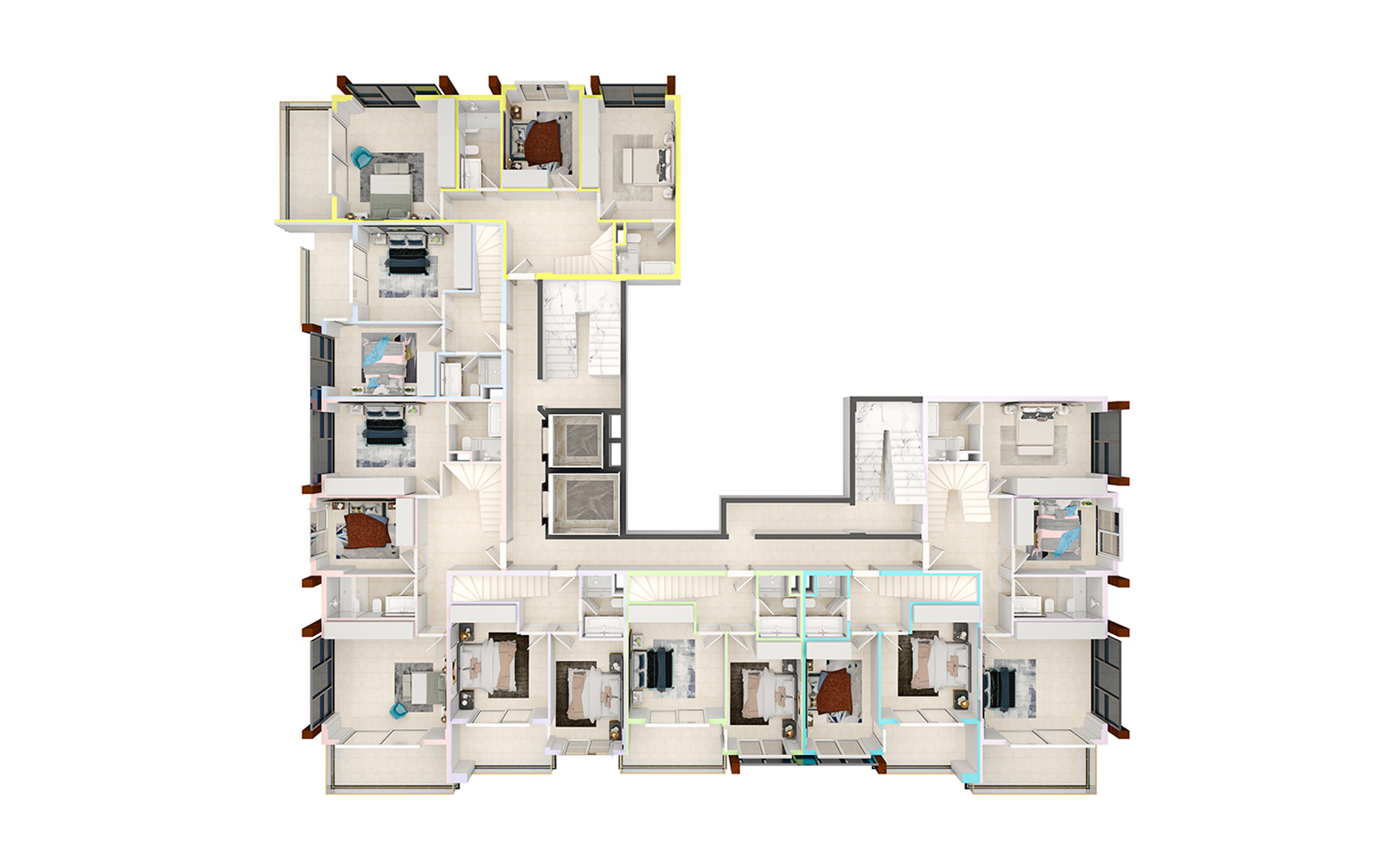 План расположения квартир 12 этаж Yekta Blue IV Residence
