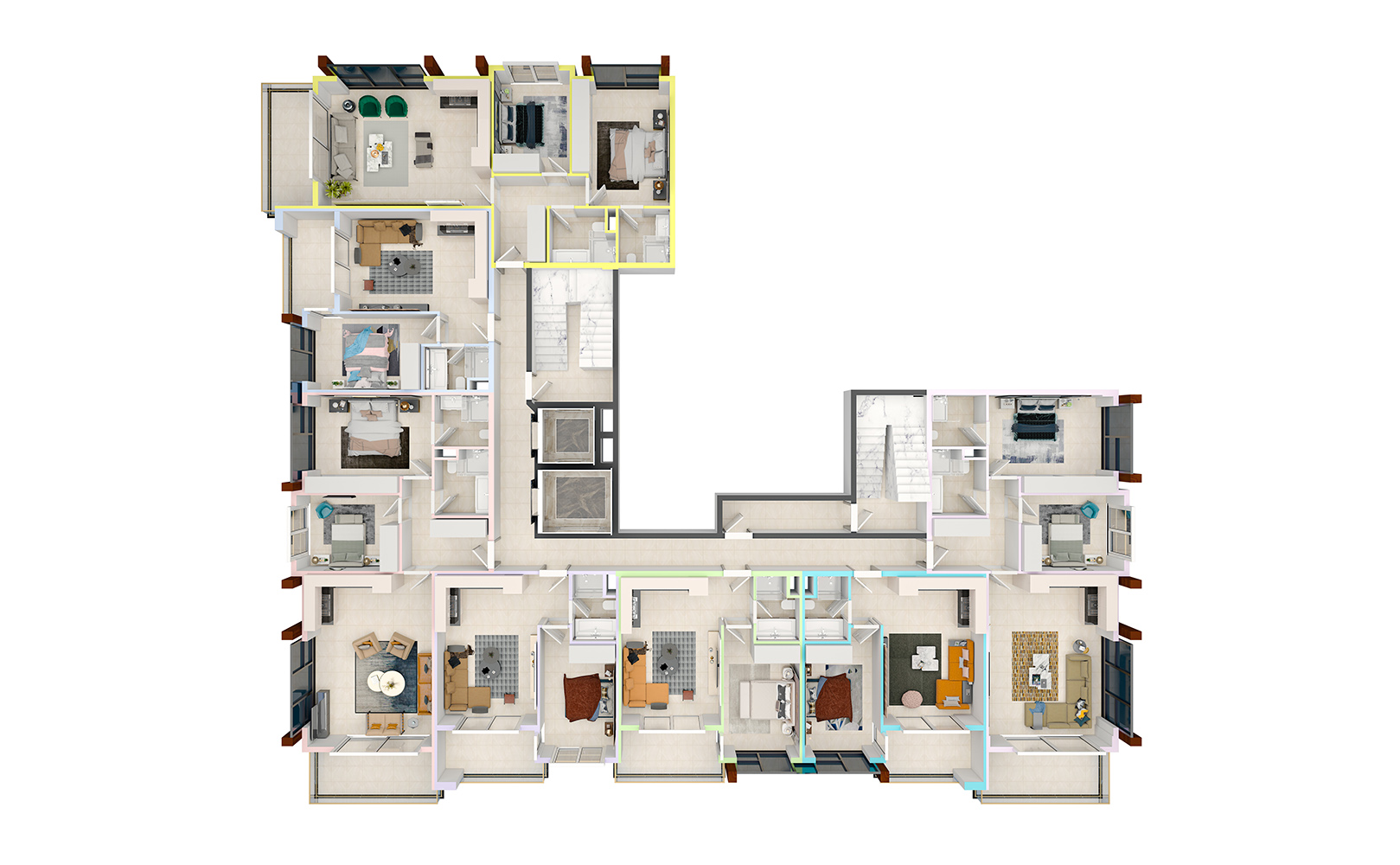 План расположения квартир 1 этаж Yekta Blue IV Residence