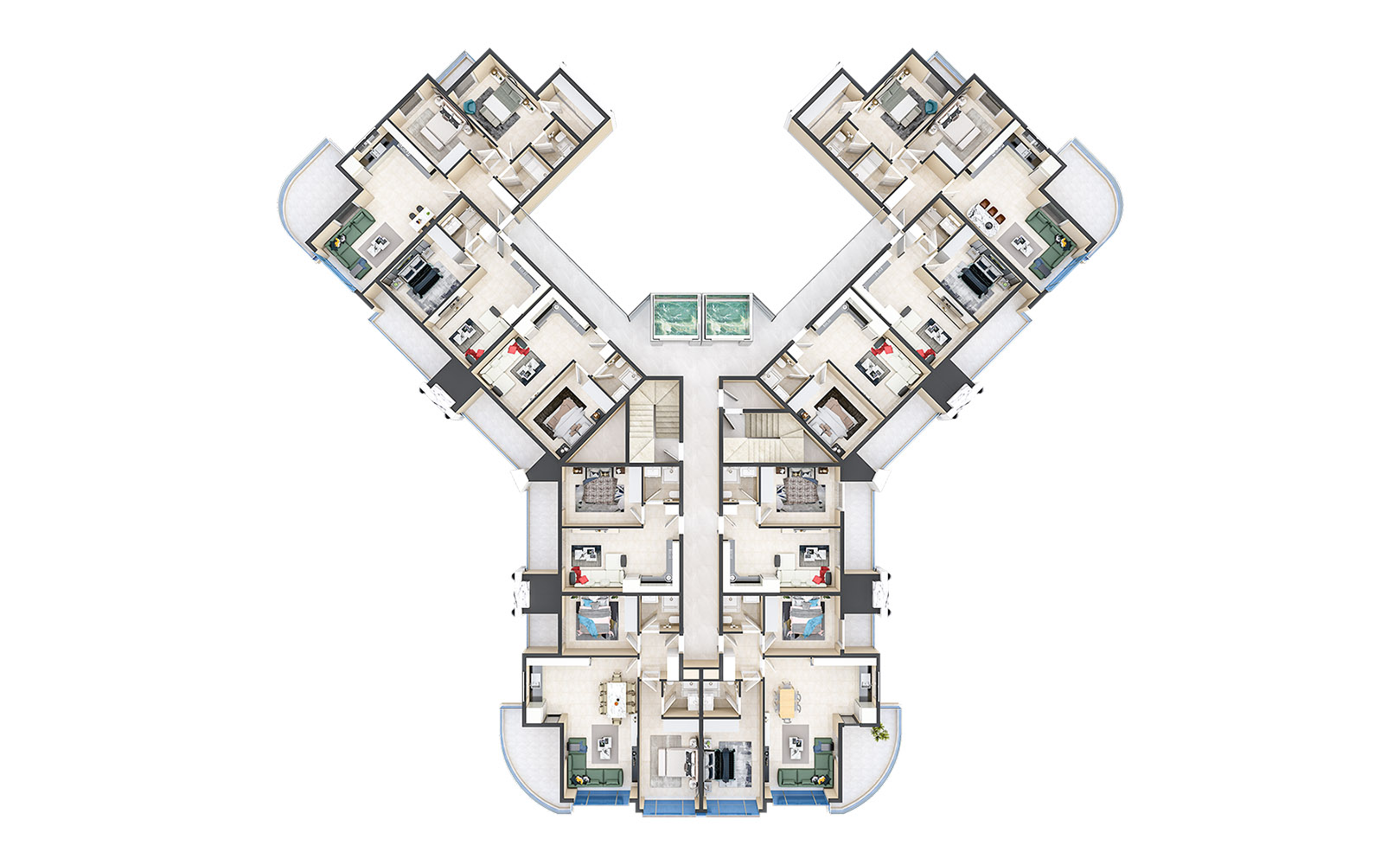 План расположения квартир 1 этаж Yekta Sunrise Residence